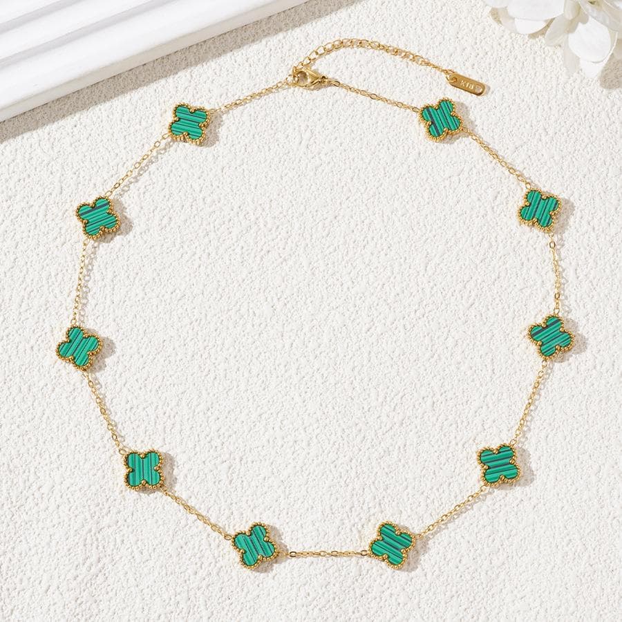 Four Leaf Clover Ten Flowers Necklace Light Luxury Sweater Chain Necklace Lucky Straw Collarbone Chain