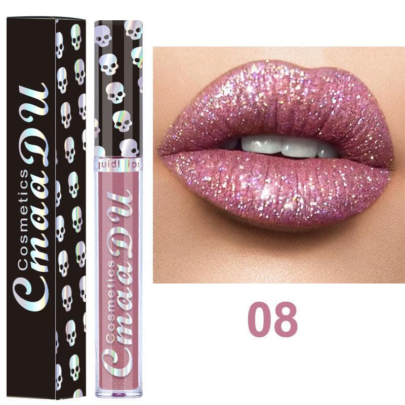 8 Color Matte Lip Gloss Sexy Skull Lipstick Set Skull Head  Long Lasting Waterproof Velvet Lip Gloss Liquid Lipstick 08