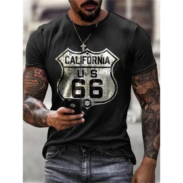 New T-shirt Retro Style Printed Men's T-shirt O-neck Casual Short-sleeved 5XL