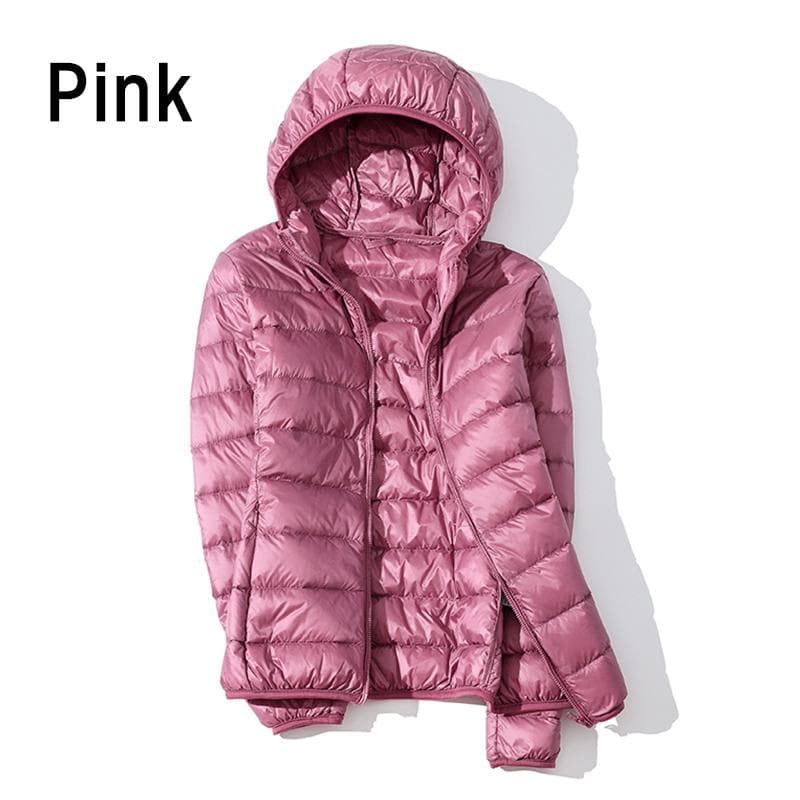 Women Warm Windproof 90% White Duck Down Jacket Coat Hooded Winter Autumn Casual 5XL pink