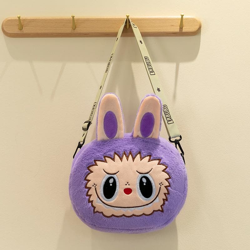 Cute And Colorful Labubu Plush Animal Shoulder Bag Stylish Crossbody Purse For Children Purple Large