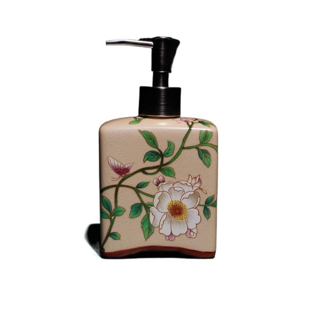 Refillable Hand Soap Dispenser Vintage Shampoo Container Easy To Use Ceramic Soap Bottle Home light pink