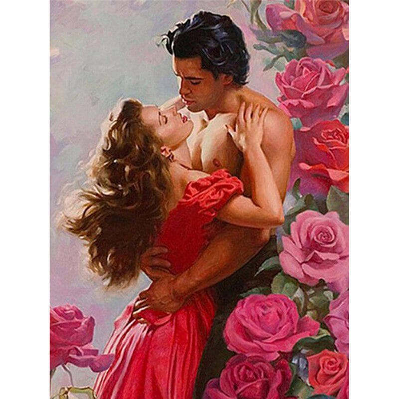 Diamond Embroidery Dancing Lovers and Poeny Cross Stitch Diamond Mosaic Diamond Rubik's Rhinestone 20X30CM
