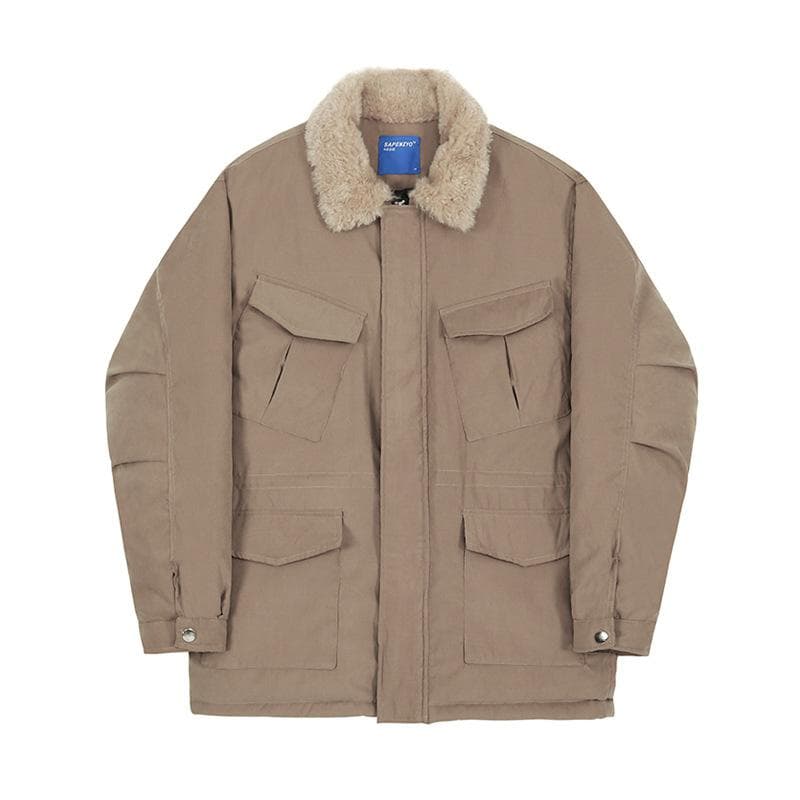 Cotton Coat Men's Winter Thickened Loose Trendy Cotton Coat Lapel Lamb Wool Casual Work Jacket 2XL