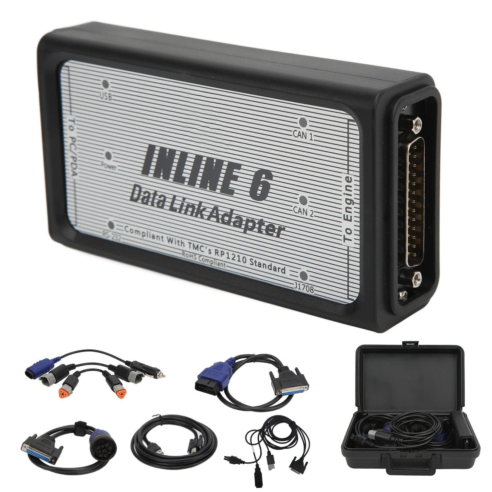 For INLINE 6 Data Link Adapter Kit Heavy Duty Diagnostic OBD2 Scanner for Cummins Engine J1939