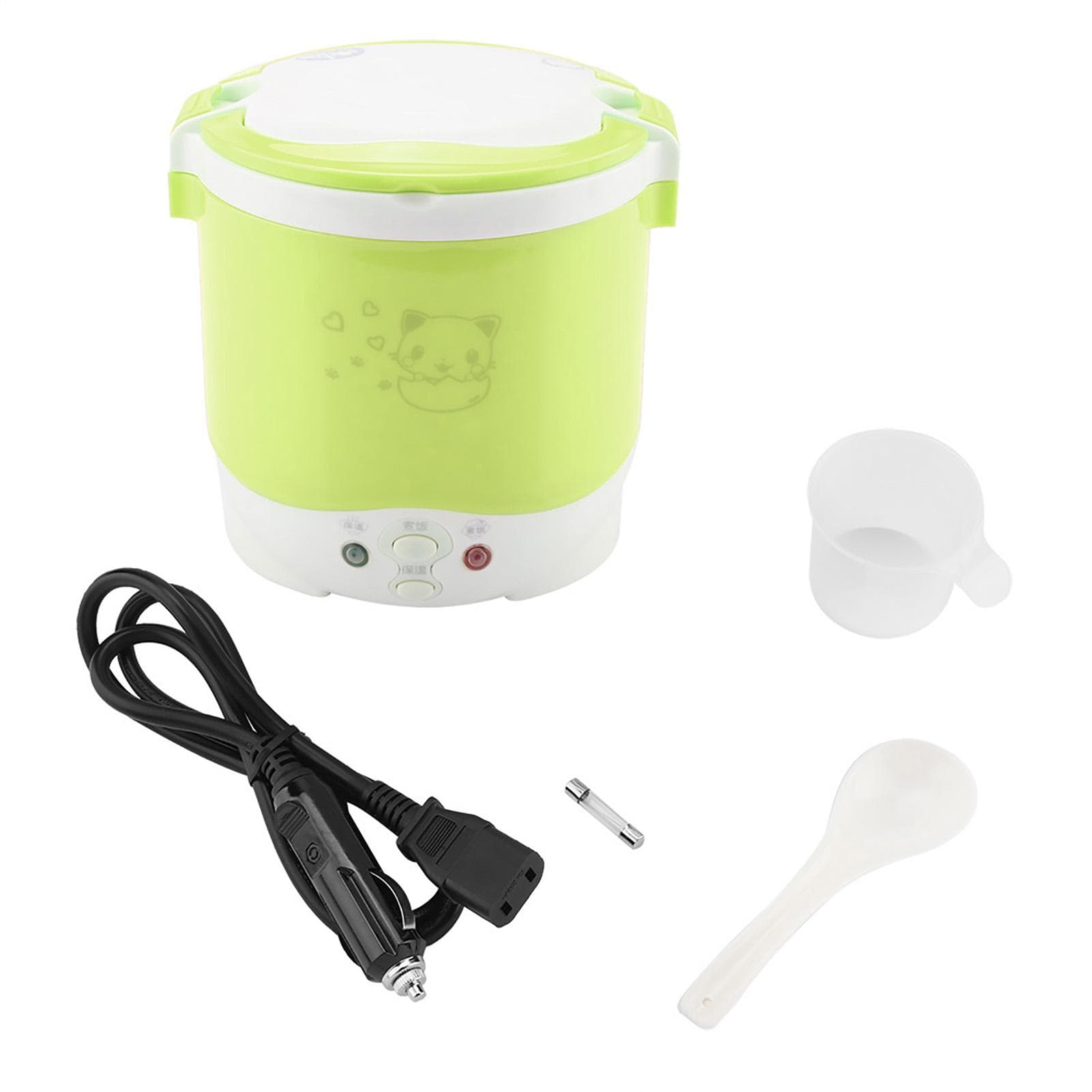 24V 140W 1L Electric Portable Multifunctional Rice Cooker Food Steamer for Trucks (Green) green