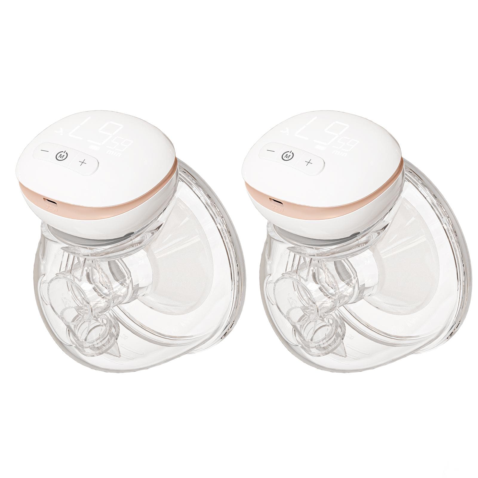 YOUHA 2 Sets Wearable Breast Pump Hands Free Electric Single Portable Wearable Breast Cup 8oz/ Button Operation & 2 Sets