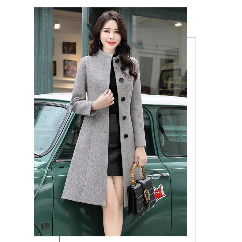 Women's Woolen Coat Mid-length Single-breasted Korean Style Slimming Woolen Coat for Women 3XL