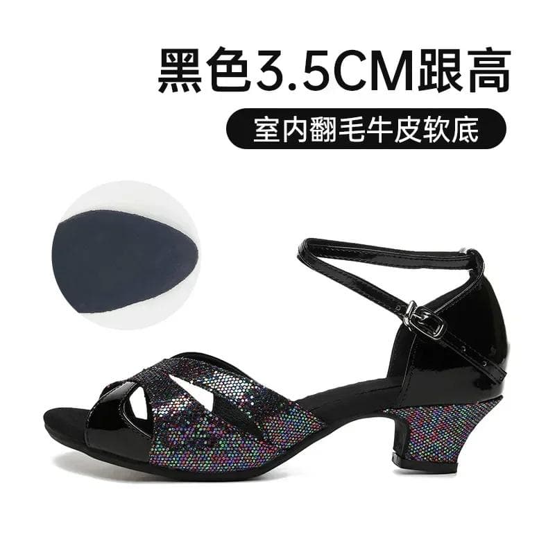 Girls Ballroom Women's Latin Tango Dance Shoes Heeled 3.5cm/5.5cm Sales Silver Gold Black Blue Color Wholesale 40