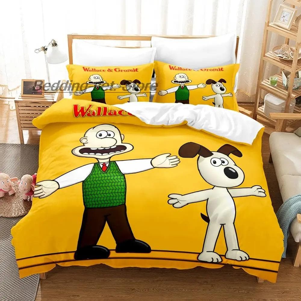 Kawaii Gromit Bedding Set Single Twin Full Queen King Size Bed Set Aldult Kid Bedroom Duvetcover Sets Print Anime Bed Sheet Set 70x133cm 2pcs