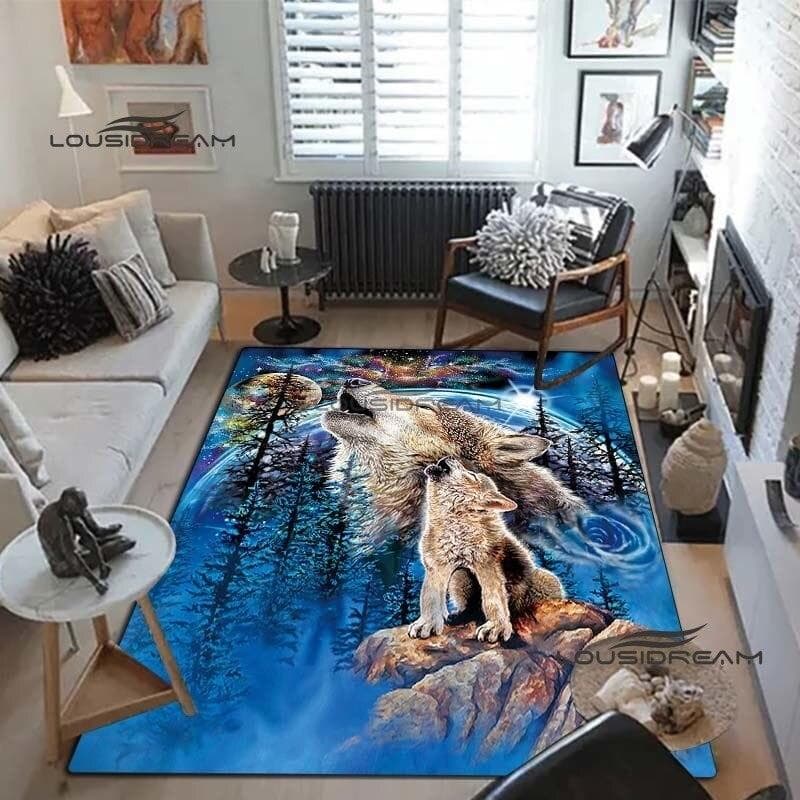 Wolf art Carpets and Rug 3D printing animal Carpet Floor Mat Living Room Bedroom Large Area Soft Carpet Kids Room Rug 60cm x 90cm