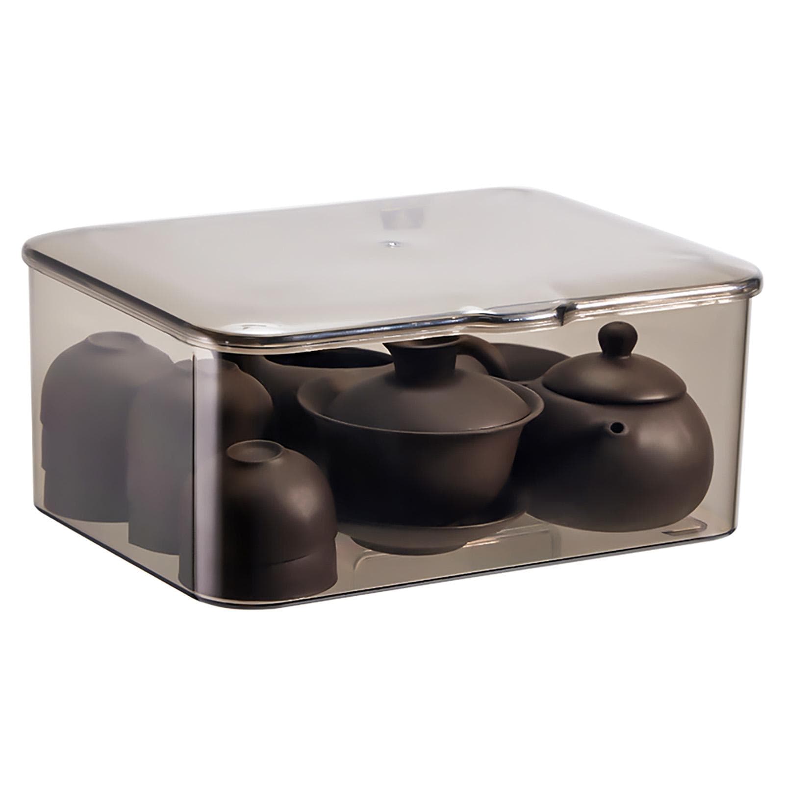 Tea Set Storage Box Transparent Storage Container Large Capacity Multifunction Dustproof Tea Cup