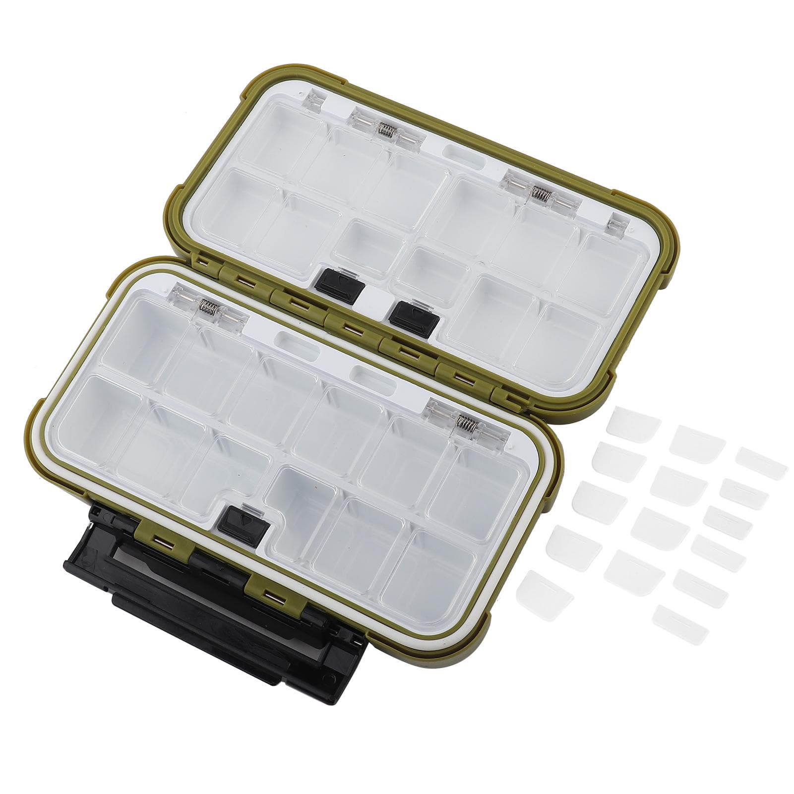 24 Slots Fishing Tackle Accessories Gear Equipment Storage Waterproof Box Army Green