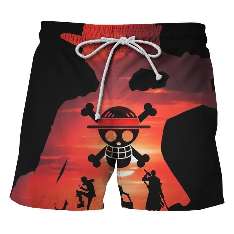 2022 Summer Japanese Anime One Piece Luffy Zorro Print Men's Swimming Shorts Quick Dry Beachwear Swimwear Surfboard Sports Pants 4XL