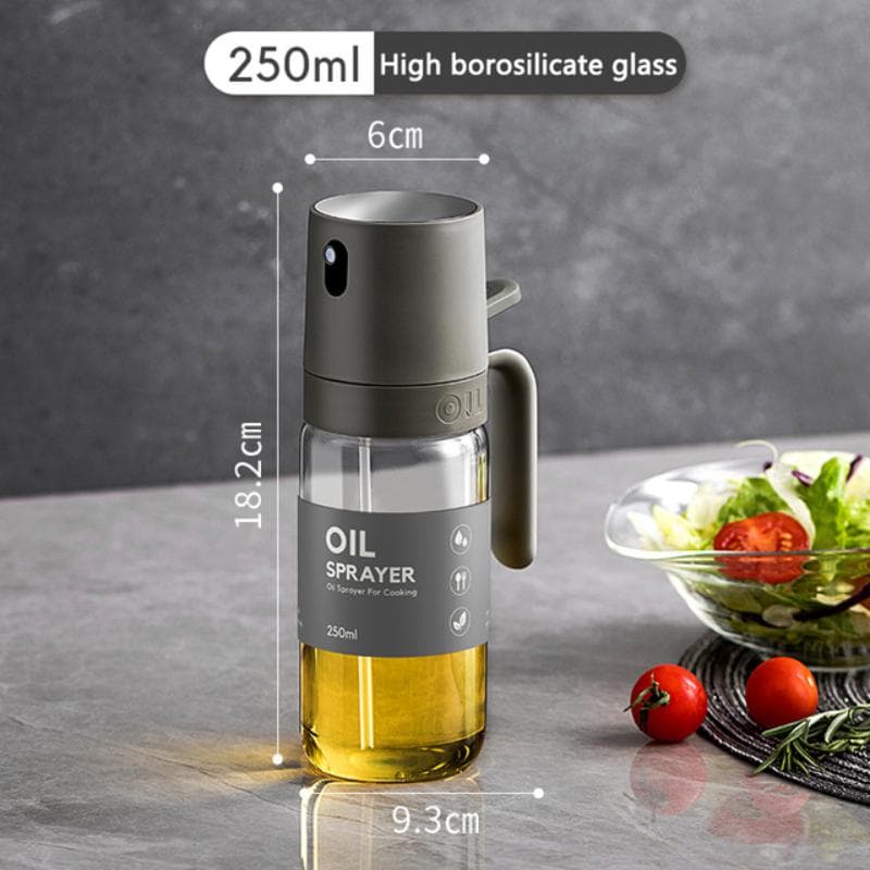 Oil Spray Bottle 250ml High Borosilicate Glass Cooking Oil Dispensers Olive Oil Sprayer Mister for Air Fryer Salad Baking High borosilicate model black
