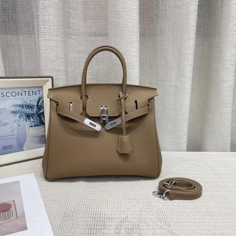 New Gold Buckle Silver Buckle Layer Cowhide Togo Platinum Bag Genuine Leather Women's Bag Hand-held Bag 20x10x16cm