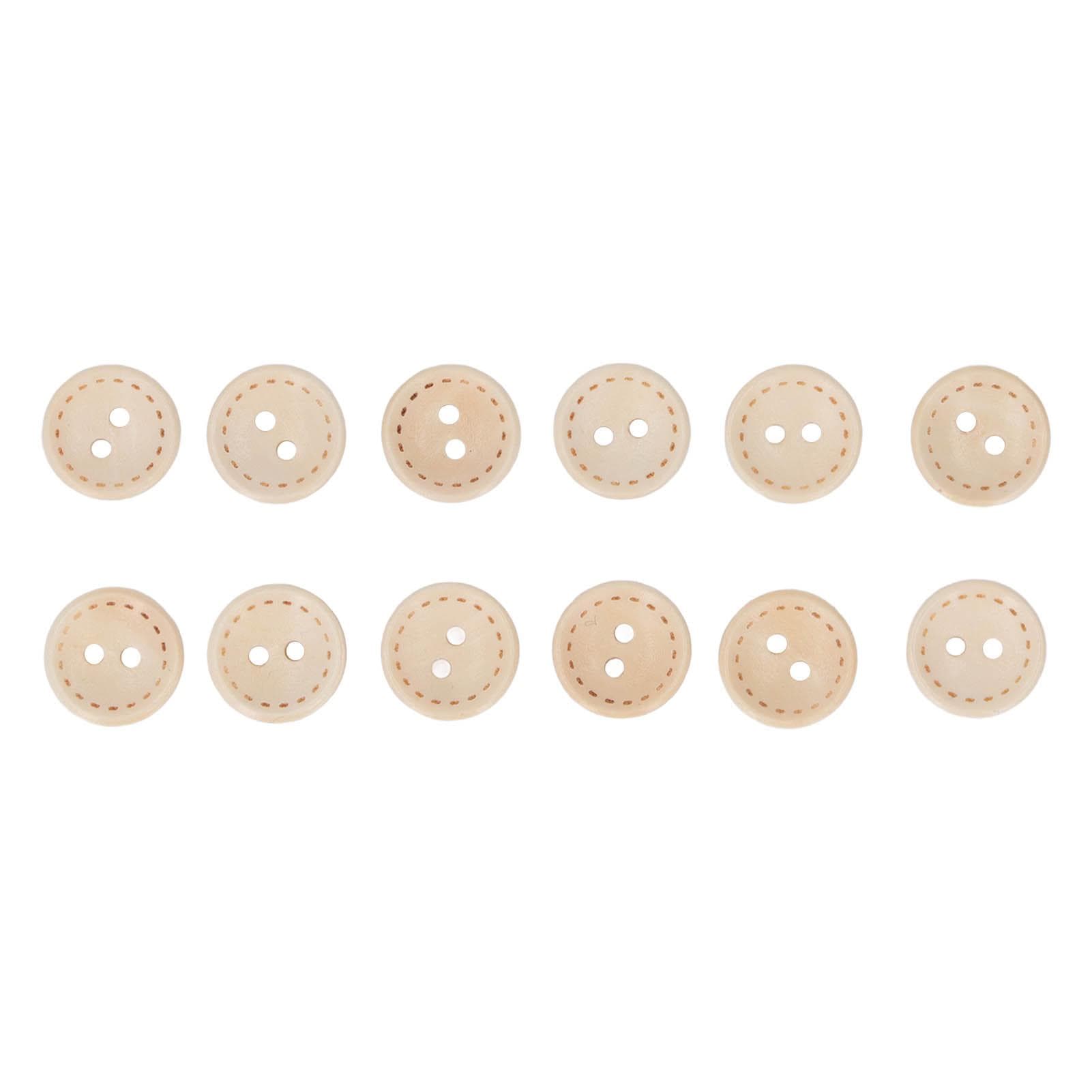 100pcs Wooden Buttons DIY Production Retro Fashion Style Round Buttons Craft Buttons for Craft
