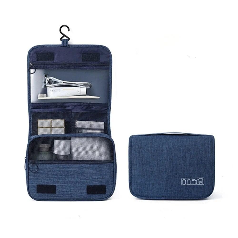 Portable Hook Wash Bag Waterproof Male and Female Bathroom Makeup Storage Bag Large Capacity Travel Makeup Case blue/deep