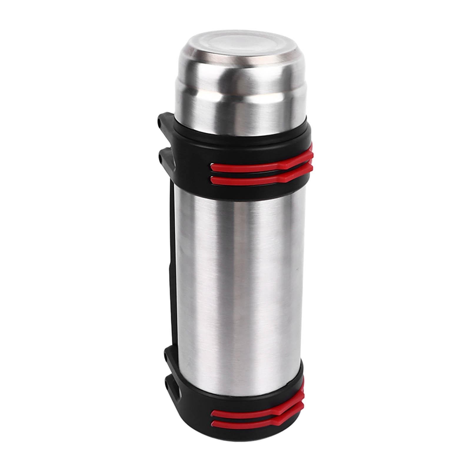 Thermal Water Flask 2L Stainless Steel with 2 Lids Press Type Leakage Proof Portable Handle Water