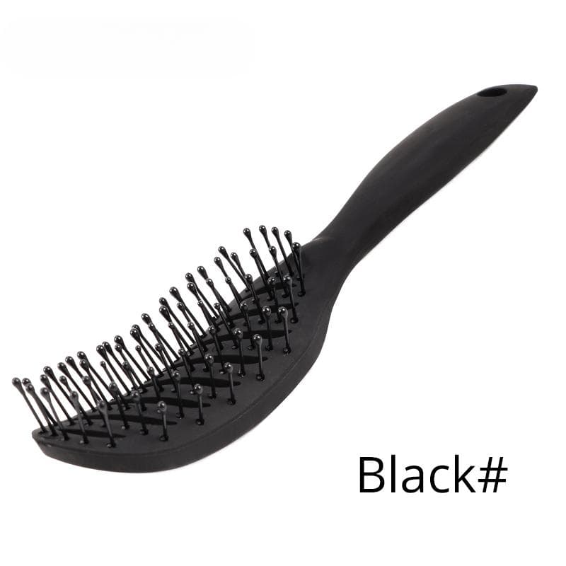 1PC Styling Curly Hair Brush Salon Massager Comb Brush Detangling Drying Brush Anti Static Curved Vent Brush Scalp Massage Comb black