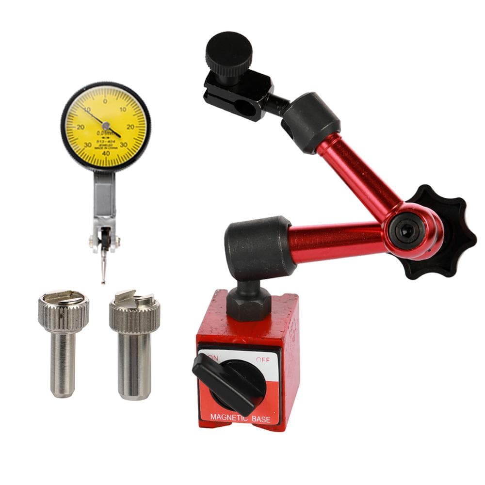 Metal Round Dial Indicator and Mini Flexible Magnetic Base Holder Bracket Tool Kit 0-0.8mm