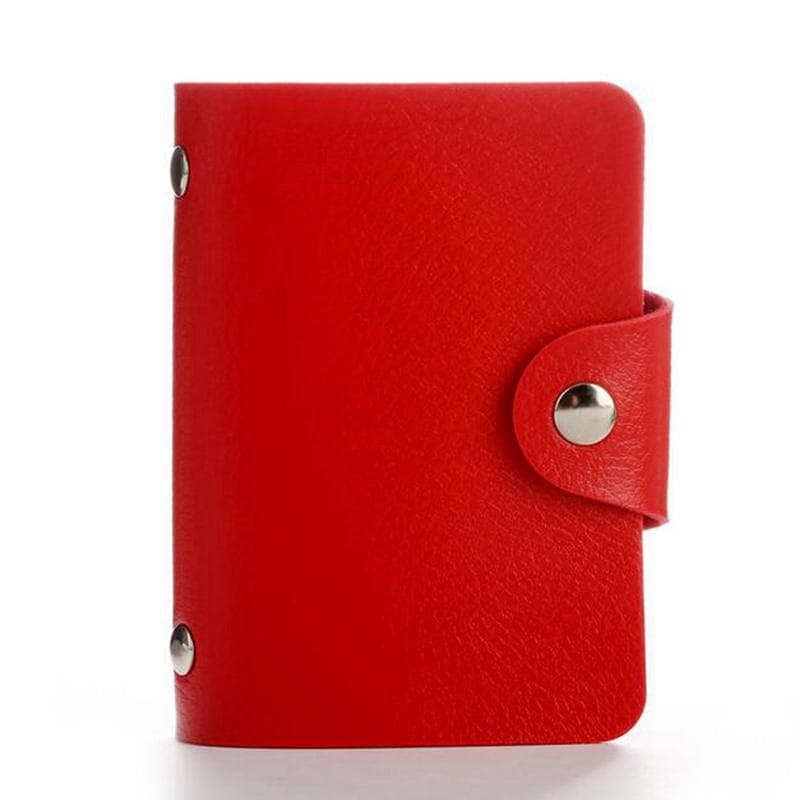 24Bits PU Leather Case Card Bag Business Card Passport Holder Organizer ID Credit Card Wallet 10.3cm red