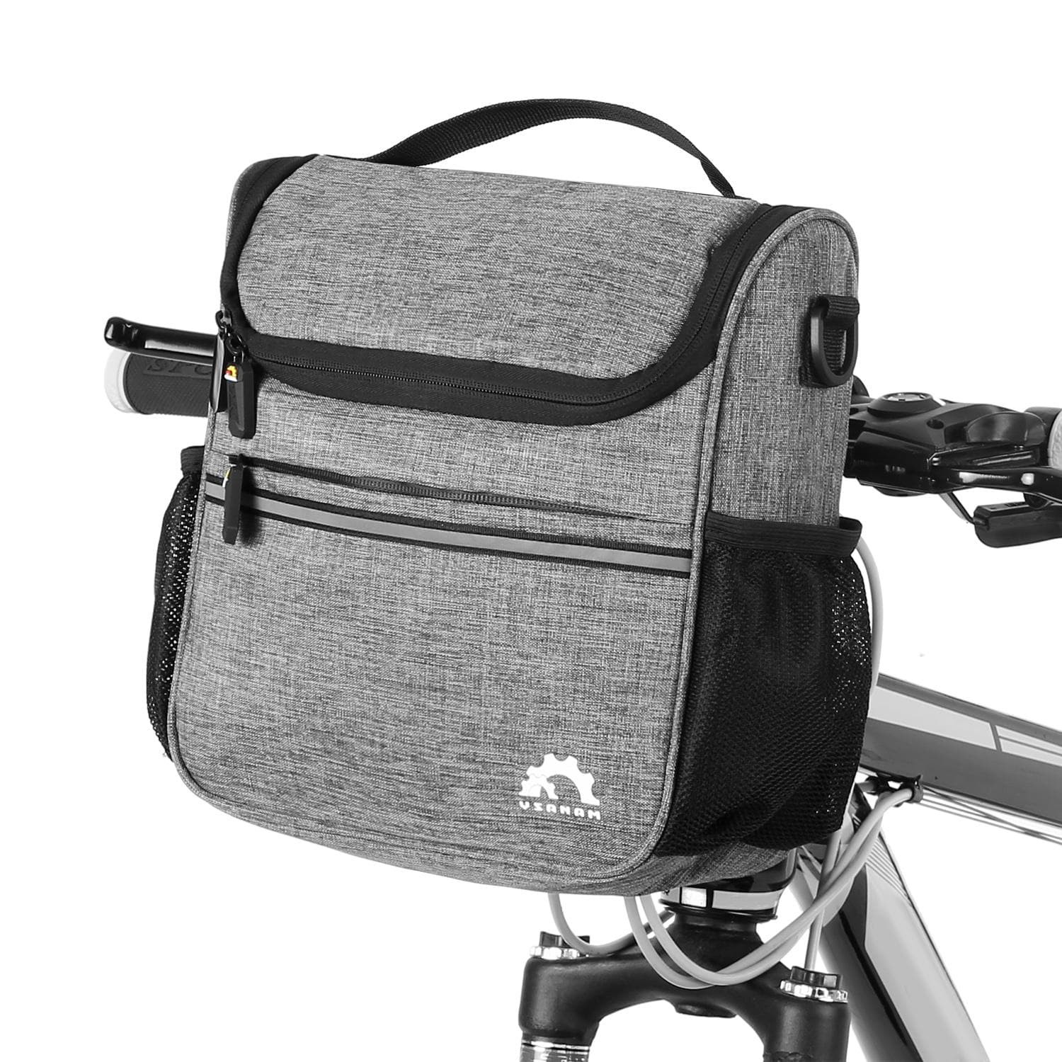 Waterproof Bike Handlebar Insulated Cooler Bag Front Bag Mountain Road Bicycle Cycling Handlebar grey