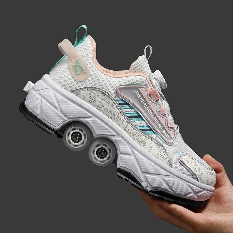 Deformation Roller Skating Roller Skates Adult Boys and Girls Students Shrink Invisible Four-wheel Double Row Runaway Shoes New 40