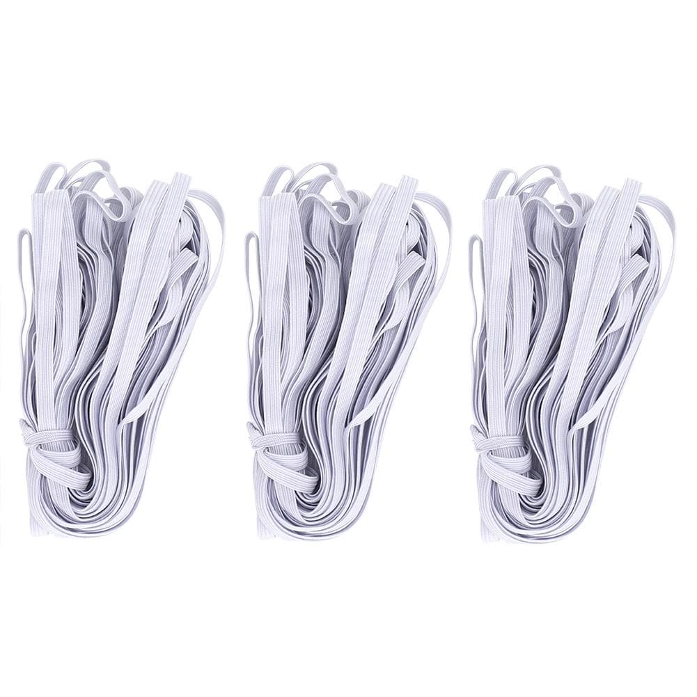 3 Bags 0.6cm 10m/32.8ft Flat Elastic Rope Cord Bands for Clothing Sewing DIY Craft ProjectWhite white