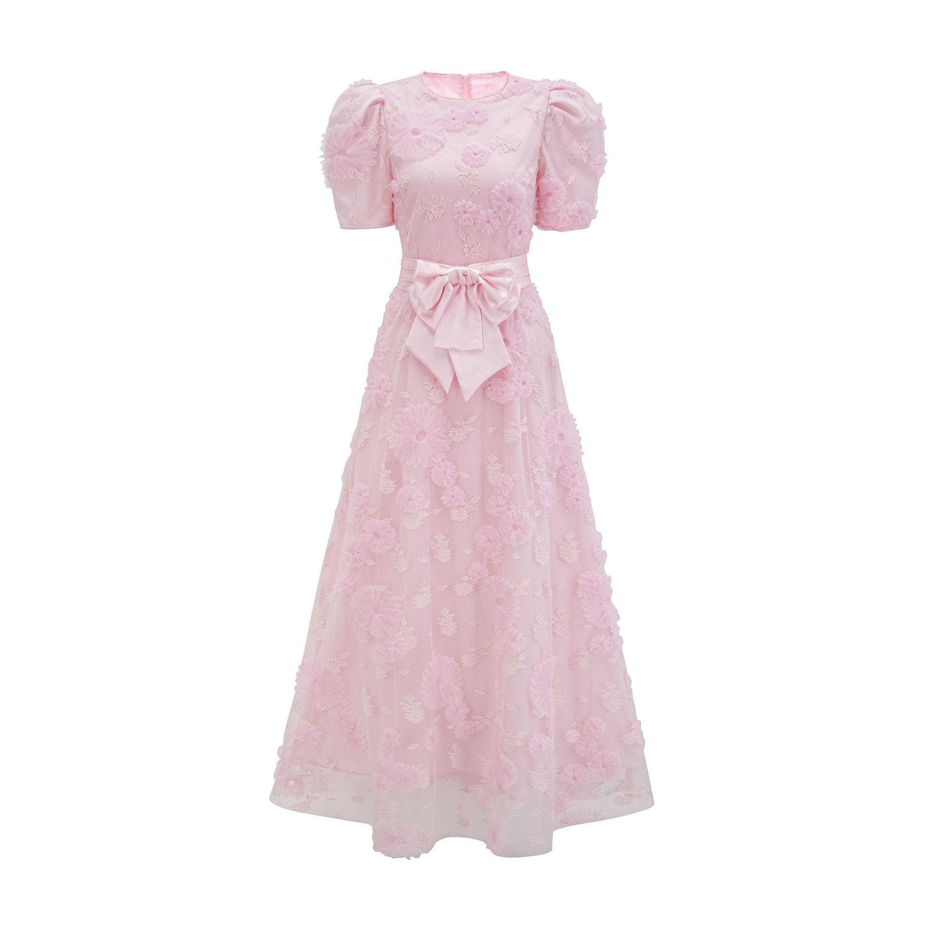 High Waist and Thin Long Dress Age-reducing Short-sleeved High-end Dress XL pink