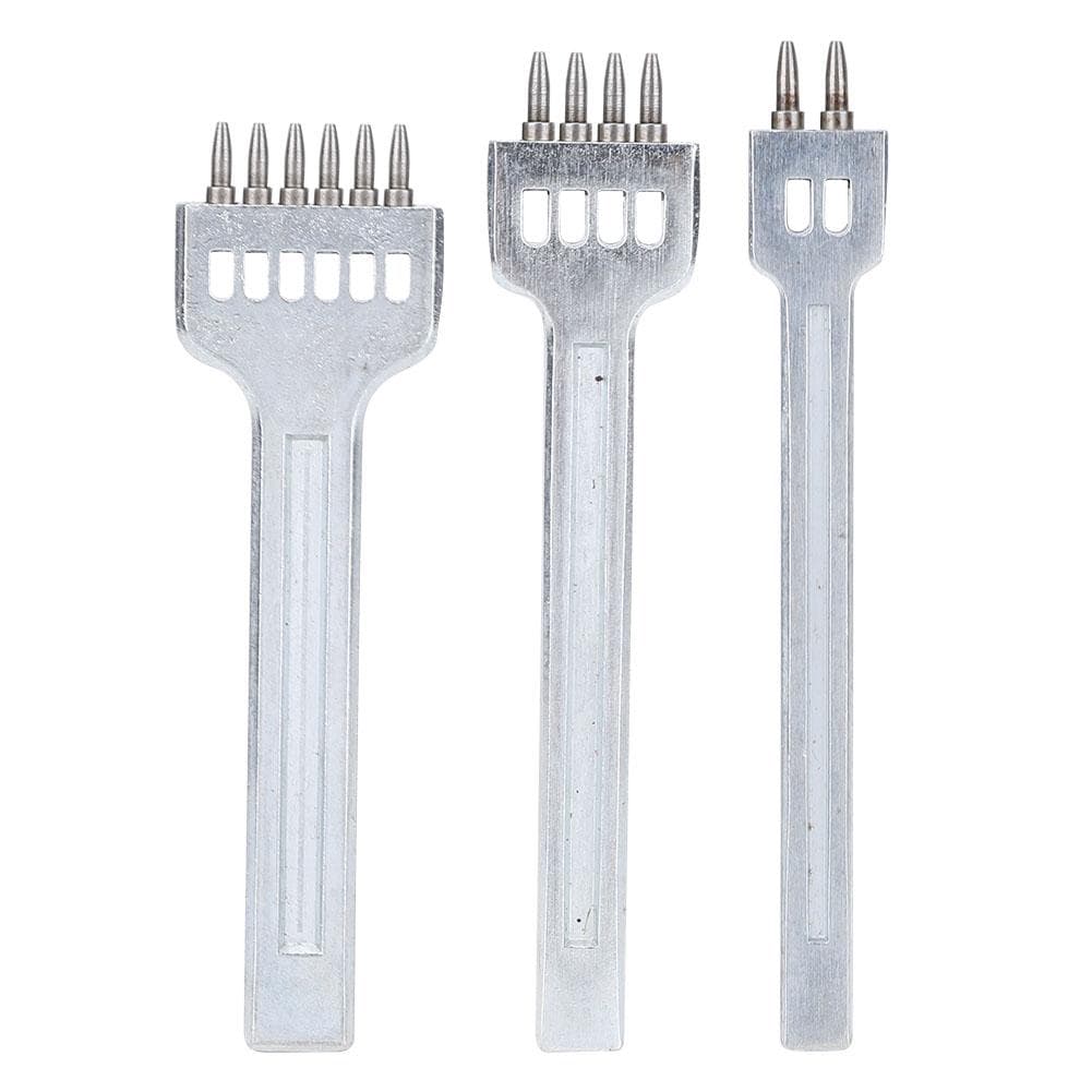 3 Pcs Prong Chisel Leather HCS 4mm Spacing Stitching Punch Tool 2+4+6 Prong Chisel less than br more than (4mm(2+4+6) )