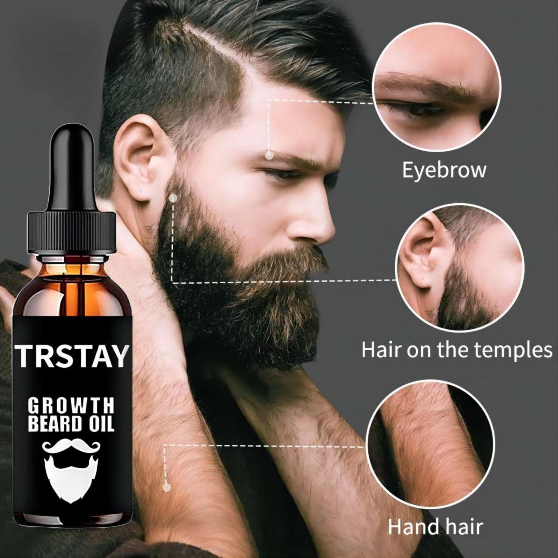 NEW Beard Hair Growth Essential Oil Anti Hair Loss Product Natural Mustache Regrowth Oil for Men Nourishing Beard Care Roller 5ml