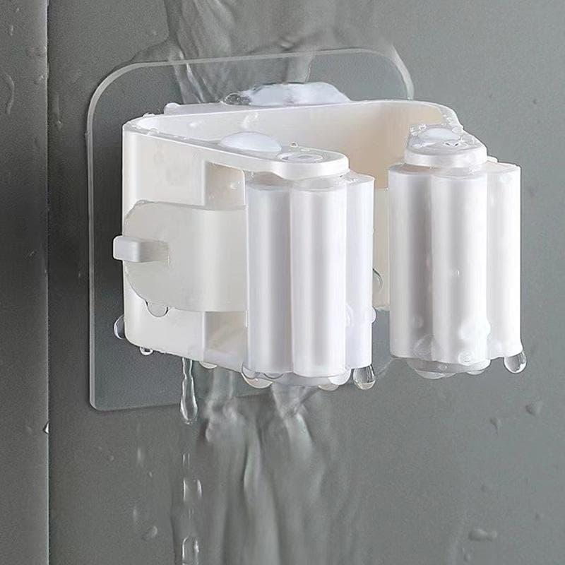 1/2/4 Modern Wall Mounted Mop and Broom Rack - No Drilling Required, Durable Plastic Storage Hooks 2pcs white