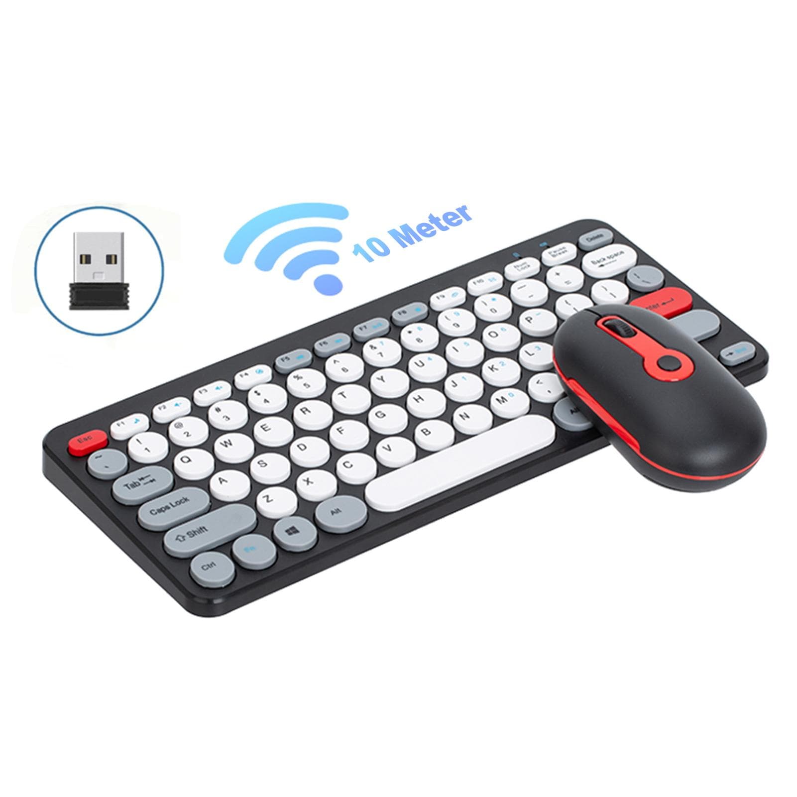 Wireless Keyboard and Mouse Combo  2.4G  Ergonomic  Compact  Silent  for Computer and Laptop black