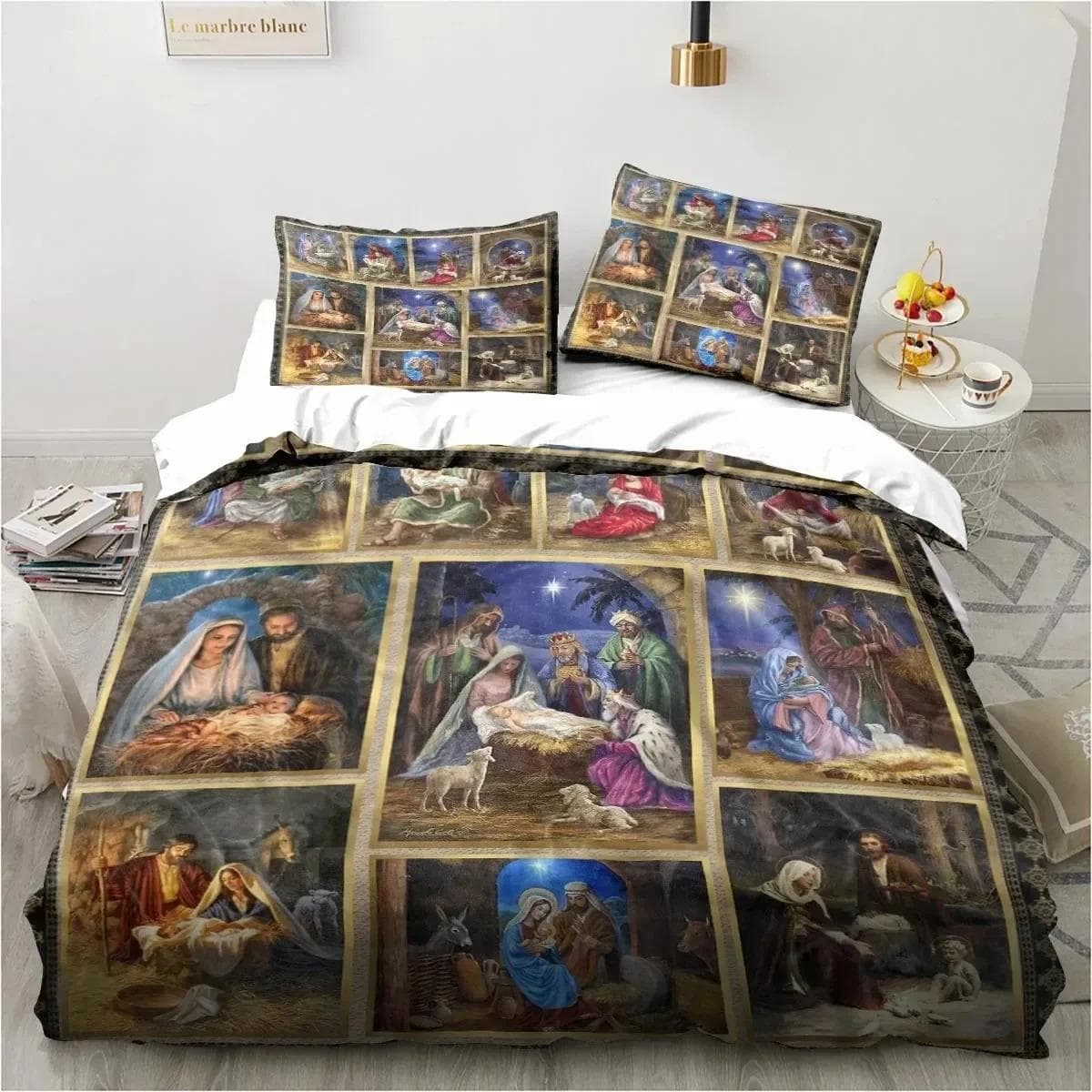 Jesus Christ Church Mary Christian Religious Bedding Set Duvet Cover Bed Set Quilt Cover Pillowcase Comforter king Queen Size EU King 240x220cm