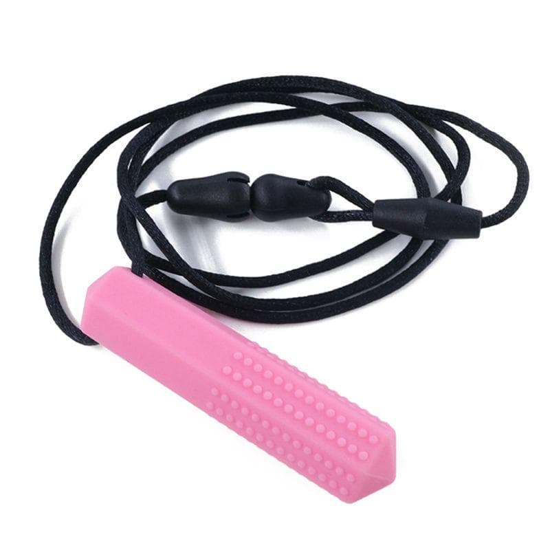 Silicone Teether Kids Chew Necklace Sensory Chewy Pendant Toys for Autism ADHD pink