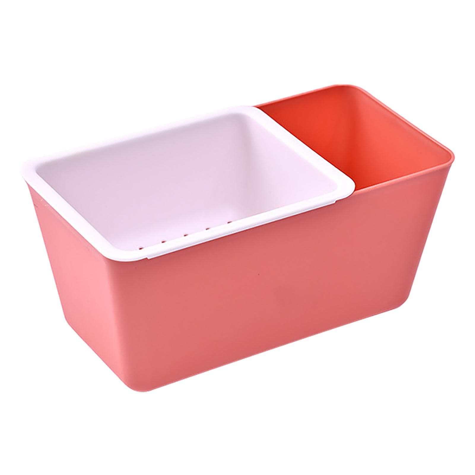 Snack Organizer Plastic Two Layer Multifunctional Food Drain Container for Fruits Nuts Candies Red red