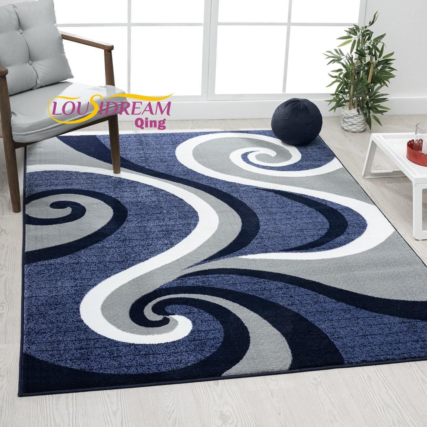 Modern Fashionable Fluffy Soft Rug Red Black Swirl White Area Rug Carpet Modern Abstract carpet 100x150cm