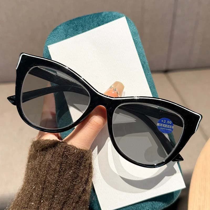 Fashionable Cat Eye Myopia Sunglasses Retro Gray Lens UV Resistant Diopter To -4.0 High-definition Contrasting Glasses -3.5