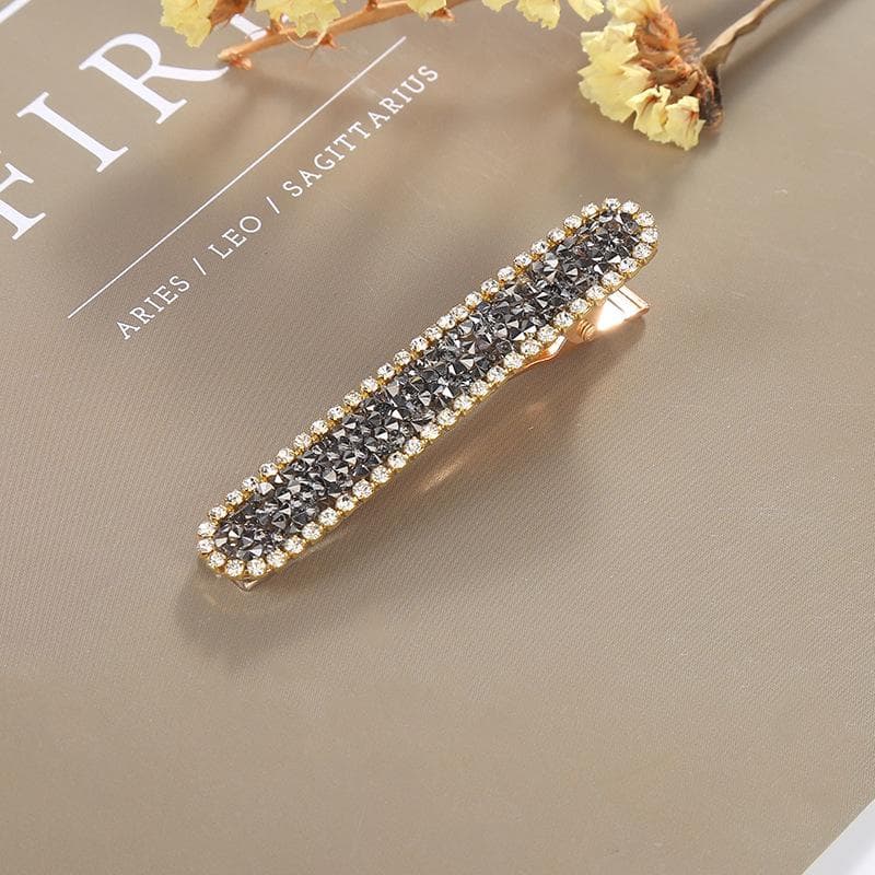 Shining Rhinestone Hair Clip Barrettes Geometric Hairpin Hairgrip Styling Tools Barrettes for Women Girls grey