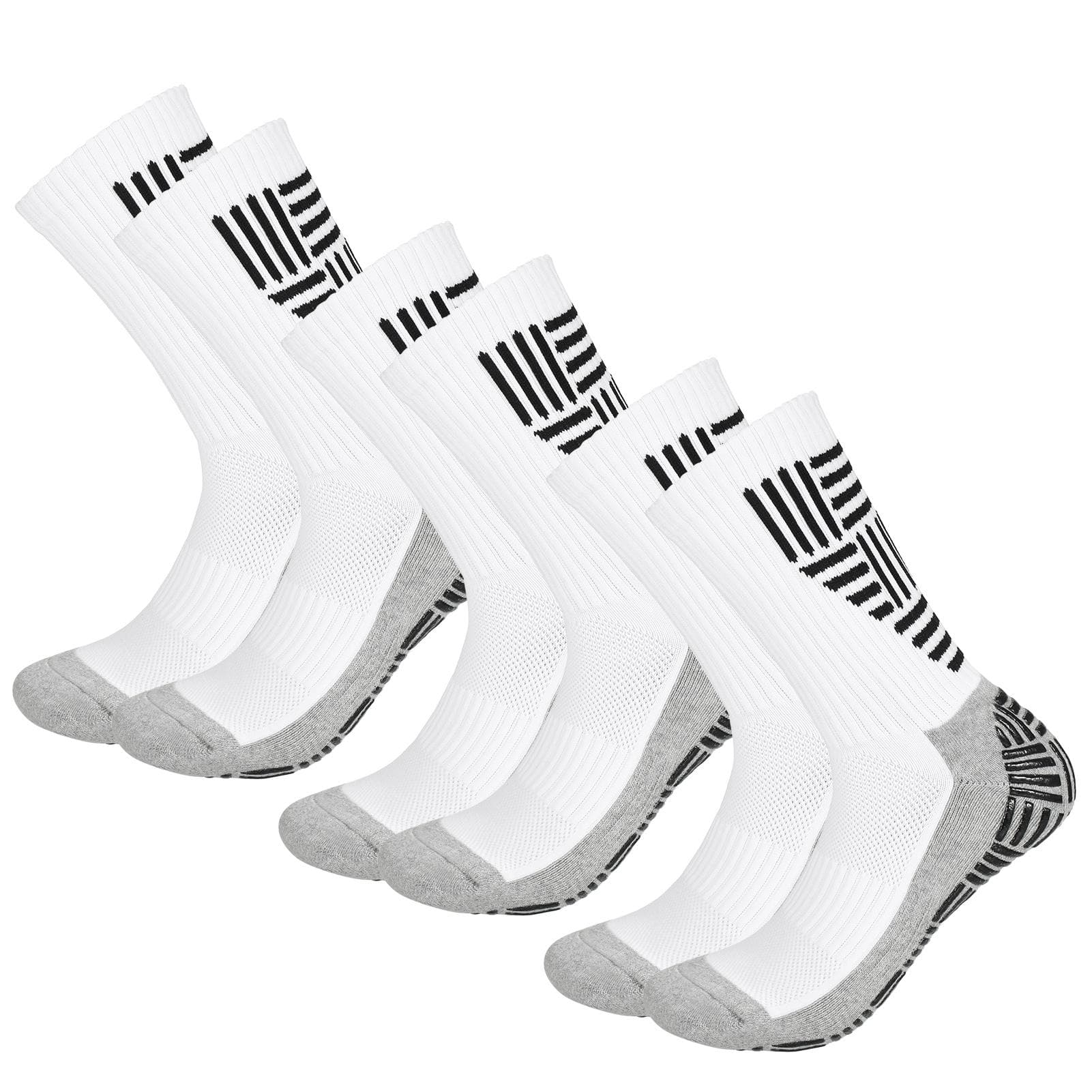 3 Pairs Soccer Socks Breathable Non Slip Grip Sports Socks for Football Basketball Sports Socks for M - 3 pairs white