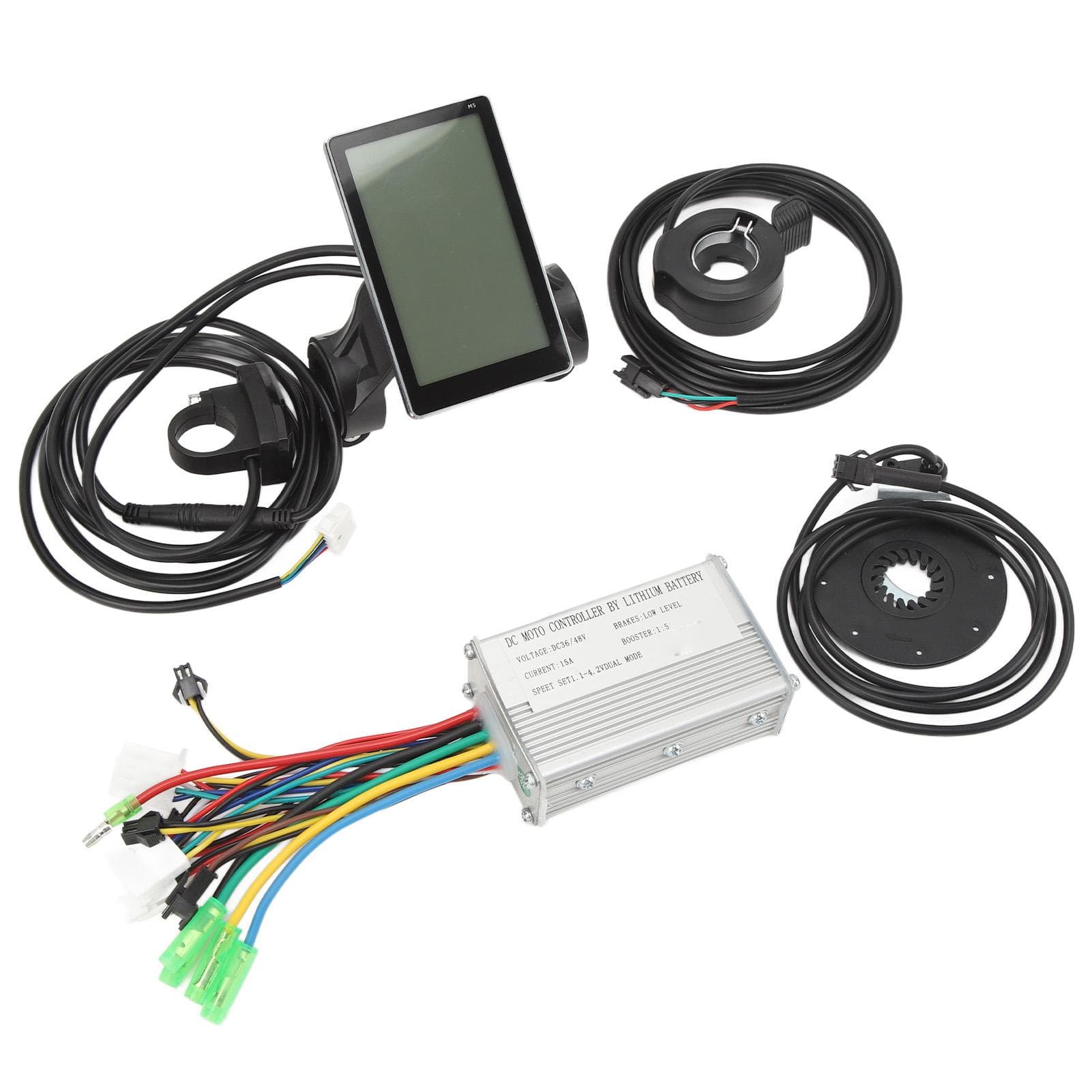 Electric Bicycle Lithium Battery Conversion Kit 15A Controller with SM Connector Double Light Cable