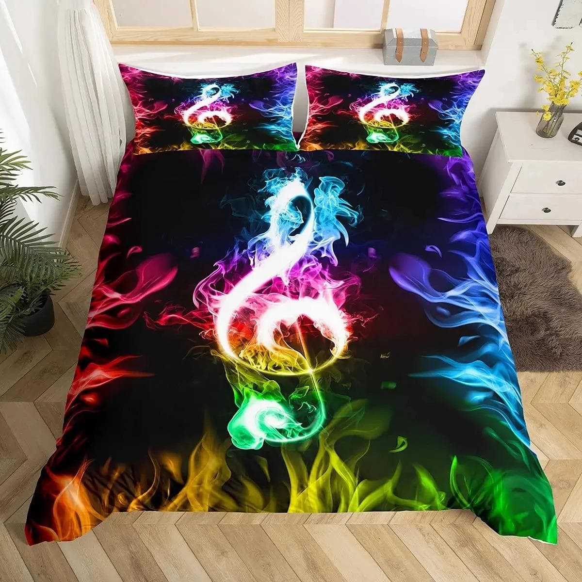 Rock Music King Queen Duvet Cover Electric Guitar Punk Style Bedding Set Youth Fashion Hip Hop Polyester Comforter Cover 70x133cm 2pcs
