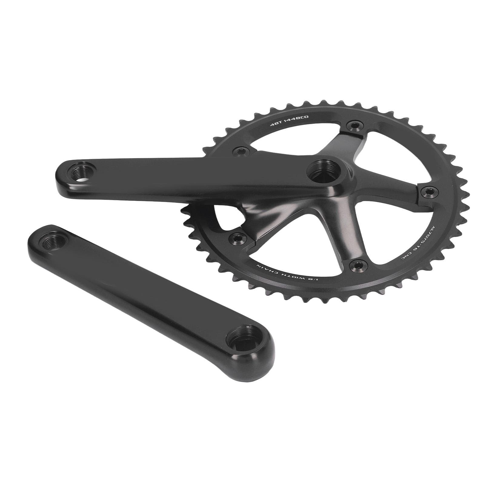 Aluminum Alloy 144 BCD 48T Single Speed Crankset Bike Crank Arm Bicycle Crank Arm Set Black