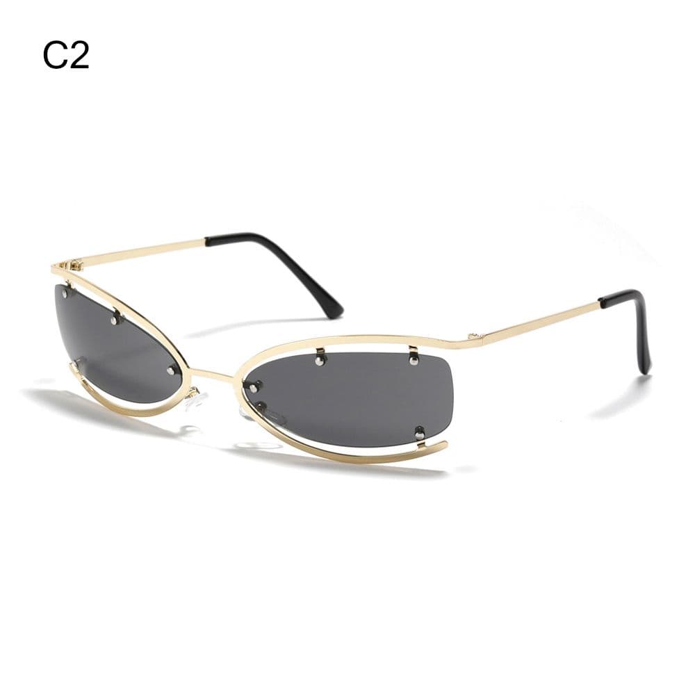 UV400 Rimless Punk Sunglasses 2000S Y2K Wrap Around Sun Glasses Retro Shades