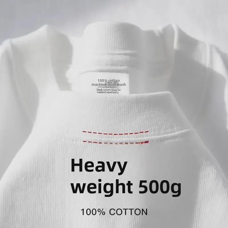 320g Heavyweight White Cotton Short-Sleeve T-Shirt for Men and Women - Thick, Non-Transparent, Loose Fit, Perfect for Summer. XL [150-170 jin]
