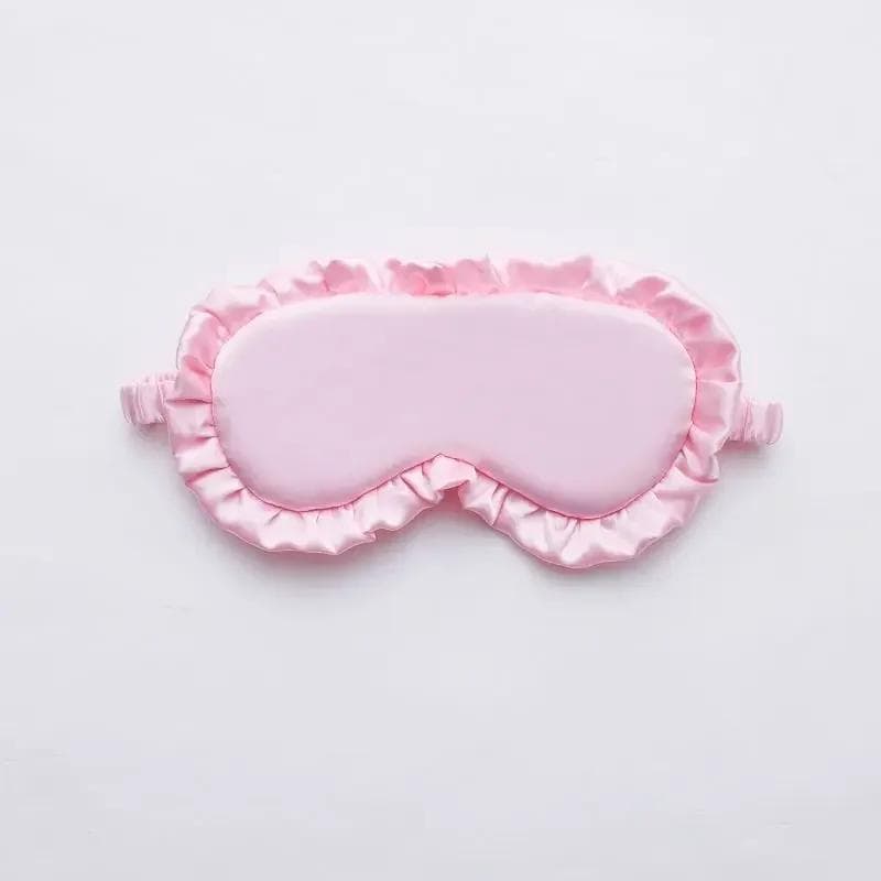 Silk Ruffle Sleep Eye Mask Soft Sleeping Eye Covers Multicolor Night Dream Blackout Eye Patches For Woman Man To Sleep Better pink