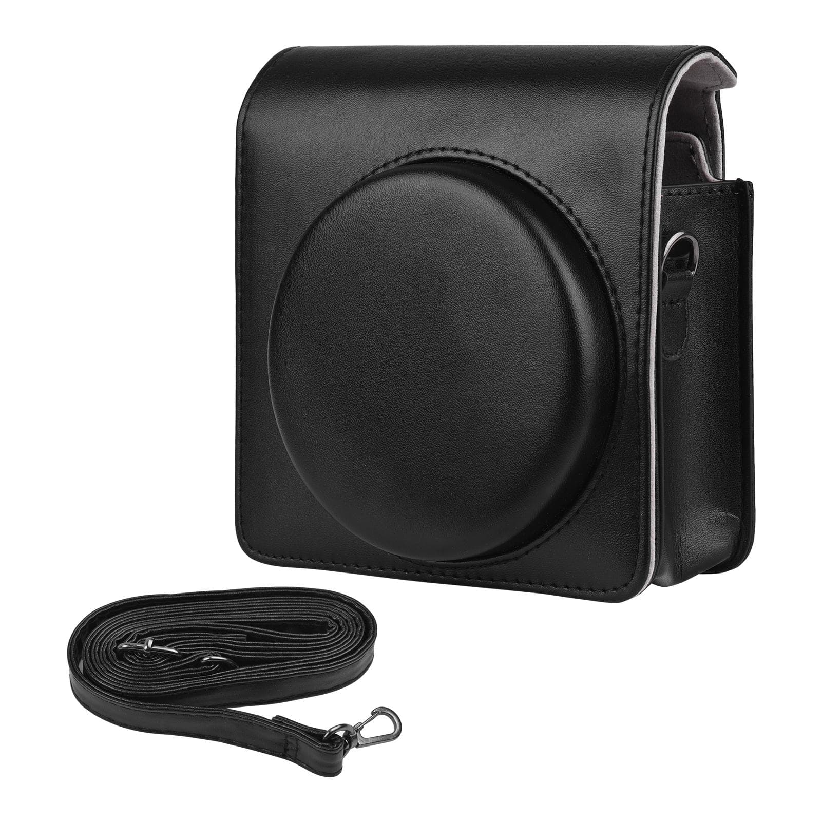 Portable Instant Camera Case Carry Bag PU Leather with Shoulder Strap Compatible with Fujifilm Fuji black