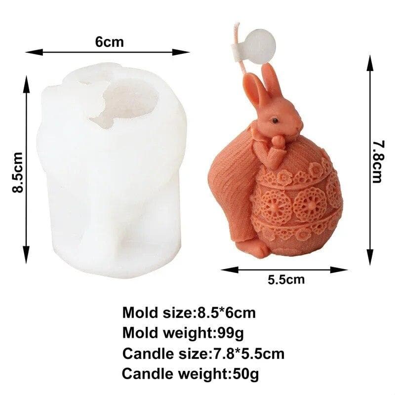 DIY Cute Rabbit Candle Making Tool Easter Egg Soap Crystal Silicone Mould Decor Animal Painting Plaster Doll Gift