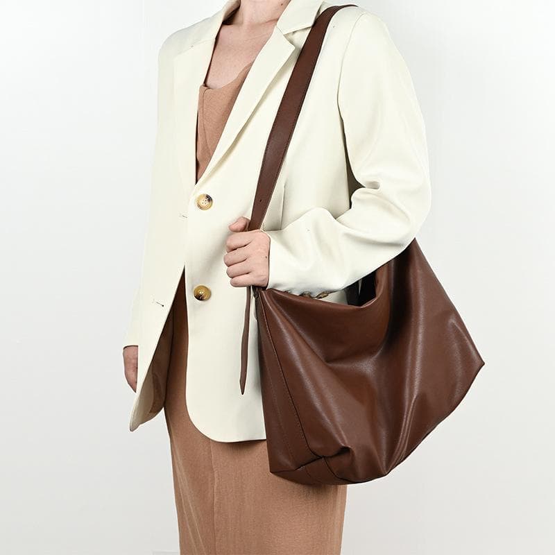 Daily Bag Soft Flat Minimalist Style Shoulder Bag for Women Crossbody brown